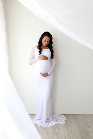 maternity photoshoot white dress